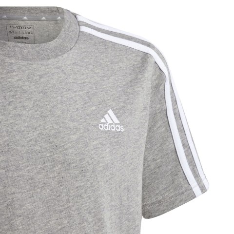 Koszulka dla dzieci adidas Essentials 3-Stripes Cotton Tee szara IB1669 Adidas Koszulka dla dzieci adidas Essentials 3-Stripes Cotton Tee szara IB1669 Adidas