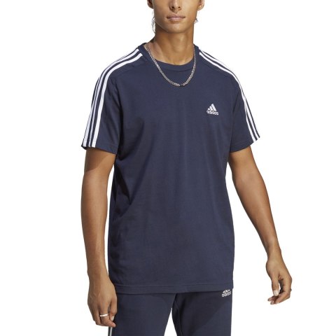 Koszulka męska adidas Essentials Single Jersey 3-Stripes Tee granatowa IC9335 Adidas