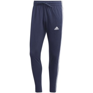 Spodnie męskie adidas Essentials Single Jersey Tapered Open Hem 3-Stripes granatowe IC0045 Adidas