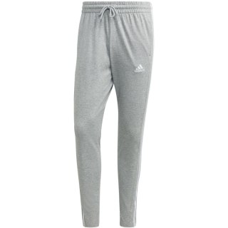 Spodnie męskie adidas Essentials Single Jersey Tapered Open Hem 3-Stripes szare IC0046 Adidas