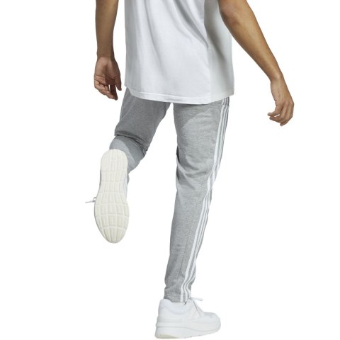 Spodnie męskie adidas Essentials Single Jersey Tapered Open Hem 3-Stripes szare IC0046 Adidas Spodnie męskie adidas Essentials Single Jersey Tapered Open Hem 3-Stripes szare IC0046 Adidas