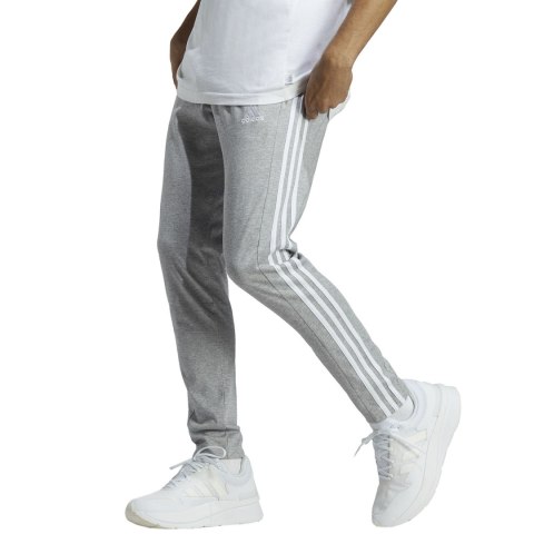 Spodnie męskie adidas Essentials Single Jersey Tapered Open Hem 3-Stripes szare IC0046 Adidas Spodnie męskie adidas Essentials Single Jersey Tapered Open Hem 3-Stripes szare IC0046 Adidas