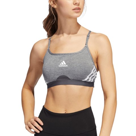 Stanik damski adidas Aeroreact Training Light-Support 3-Stripes Bra ciemnoszary HC7870 Adidas