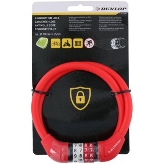 Zapięcie rowerowe Dunlop linka,szyfr 10 mm x 65 cm czerwone 180861 Dunlop