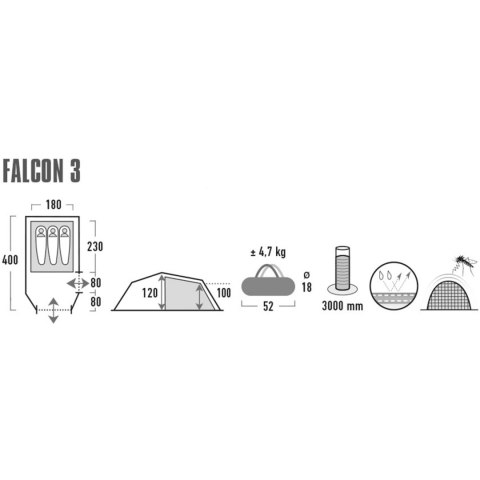 Namiot High Peak Falcon 3 oliwkowo-czerwony 10329 High Peak
