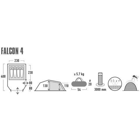 Namiot High Peak Falcon 4 oliwkowo-czerwony 10327 High Peak