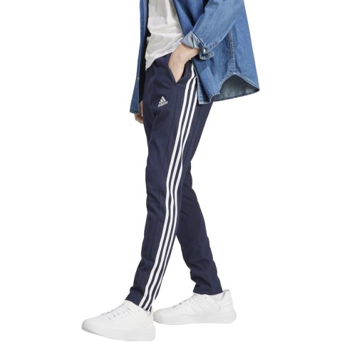 Spodnie męskie adidas Essentials Single Jersey Tapered Open Hem 3-Stripes granatowe IC0045 S Adidas