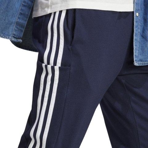 Spodnie męskie adidas Essentials Single Jersey Tapered Open Hem 3-Stripes granatowe IC0045 S Adidas