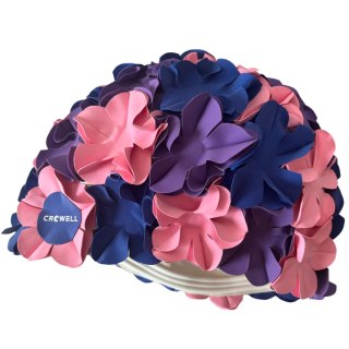 Czepek pływacki Crowell Kwiaty Flower różowo-fioletowo-granatowy kol.4 Crowell