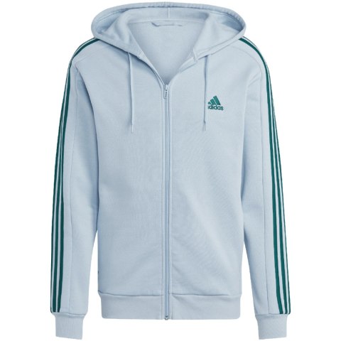 Bluza męska adidas Essentials Fleece 3-Stripes Full-Zip błękitna IJ8932 Adidas Bluza męska adidas Essentials Fleece 3-Stripes Full-Zip błękitna IJ8932 Adidas