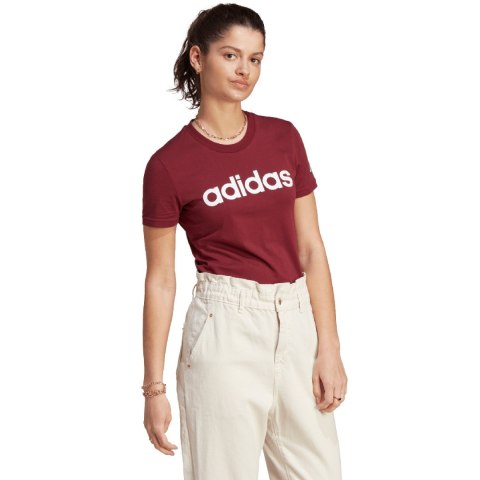 Koszulka damska adidas Loungewear Essentials Slim Logo Tee bordowa IM2829 Adidas Koszulka damska adidas Loungewear Essentials Slim Logo Tee bordowa IM2829 Adidas