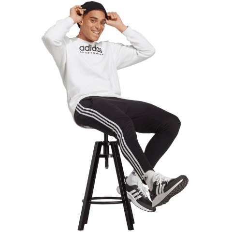 Spodnie męskie adidas Essentials Single Jersey Tapered Open Hem 3-Stripes czarne IC0044 Adidas Spodnie męskie adidas Essentials Single Jersey Tapered Open Hem 3-Stripes czarne IC0044 Adidas