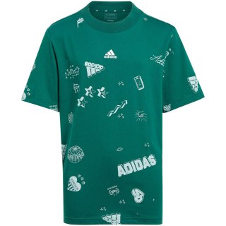 Koszulka dla dzieci adidas Brand Love Allover Print zielona IA1562 140cm Adidas
