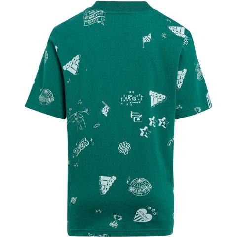 Koszulka dla dzieci adidas Brand Love Allover Print zielona IA1562 140cm Adidas