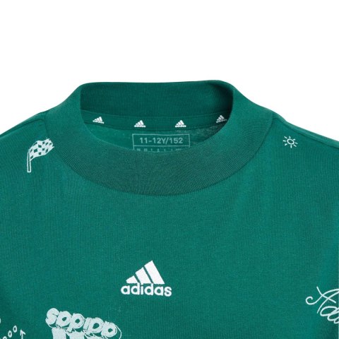 Koszulka dla dzieci adidas Brand Love Allover Print zielona IA1562 152cm Adidas