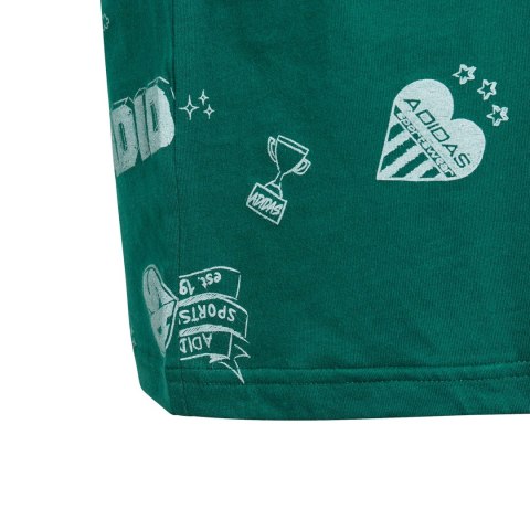 Koszulka dla dzieci adidas Brand Love Allover Print zielona IA1562 164cm Adidas