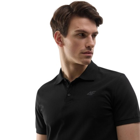 Koszulka męska polo 4F M129 głęboka czerń 4FWSS24TPTSM129 20S S 4F