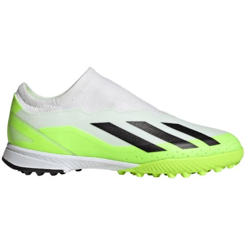 Buty piłkarskie dla dzieci adidas X Crazyfast.3 Laceless TF biało-zielone IE1499 Adidas