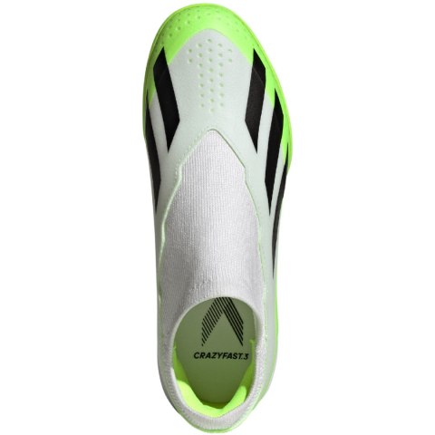 Buty piłkarskie dla dzieci adidas X Crazyfast.3 Laceless TF biało-zielone IE1499 Adidas