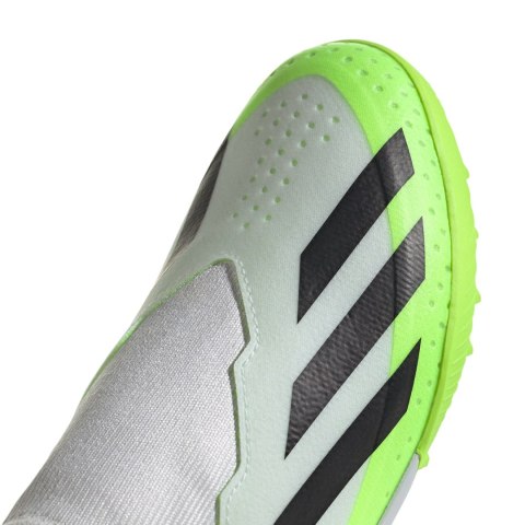 Buty piłkarskie dla dzieci adidas X Crazyfast.3 Laceless TF biało-zielone IE1499 Adidas