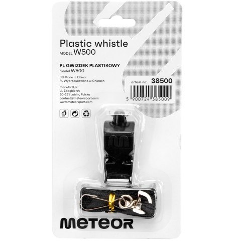 Gwizdek Meteor Wolf bezkulkowy plastikowy czarny 38500 Meteor