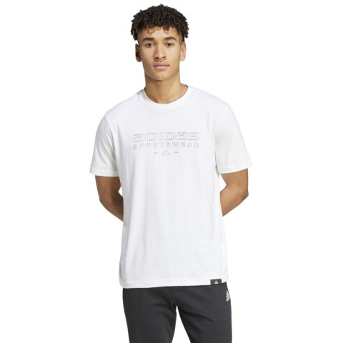 Koszulka męska adidas Tech Linear Graphic biała IW2690 L Adidas