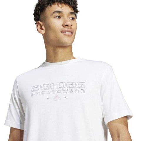 Koszulka męska adidas Tech Linear Graphic biała IW2690 L Adidas