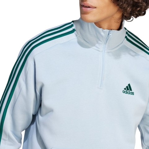Bluza męska adidas Essentials Fleece 3-Stripes 1/4-Zip błękitna IJ8909 Adidas Bluza męska adidas Essentials Fleece 3-Stripes 1/4-Zip błękitna IJ8909 Adidas