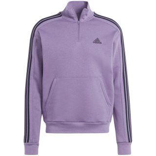 Bluza męska adidas Essentials Fleece 3-Stripes 1/4-Zip fioletowa IJ8912 Adidas