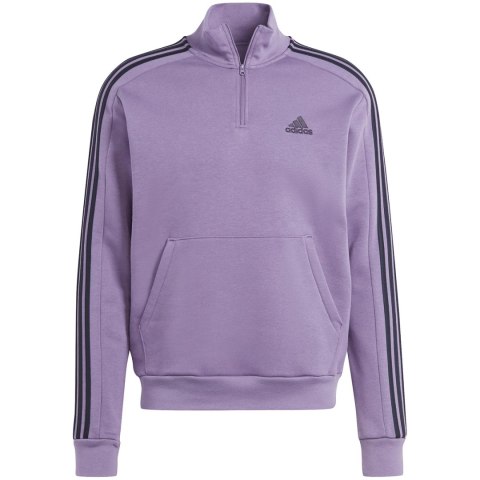 Bluza męska adidas Essentials Fleece 3-Stripes 1/4-Zip fioletowa IJ8912 Adidas Bluza męska adidas Essentials Fleece 3-Stripes 1/4-Zip fioletowa IJ8912 Adidas