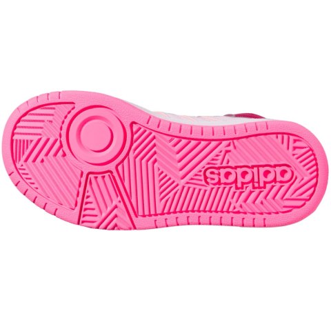 Buty dla dzieci adidas Hoops Mid biało-różowe IF2722 Adidas Buty dla dzieci adidas Hoops Mid biało-różowe IF2722 Adidas
