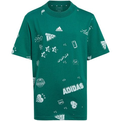 Koszulka dla dzieci adidas Brand Love Allover Print zielona IA1562 Adidas Koszulka dla dzieci adidas Brand Love Allover Print zielona IA1562 Adidas