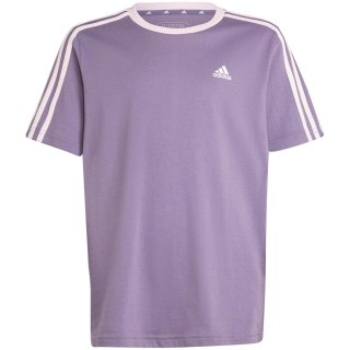 Koszulka dla dzieci adidas Essentials 3-Stripes Cotton Loose Fit Boyfriend Tee fioletowa IL3276 Adidas