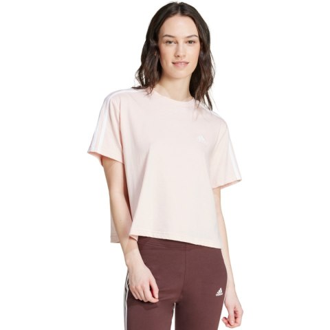 Koszulka damska adidas Essentials 3-Stripes Single Jersey Crop Top różowa IY4227 S Adidas