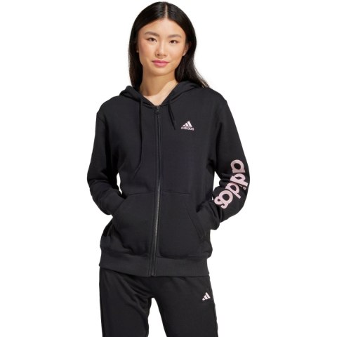 Bluza damska adidas Essentials Linear Full-Zip French Terry Hoodie czarna IS2072 Adidas Bluza damska adidas Essentials Linear Full-Zip French Terry Hoodie czarna IS2072 Adidas