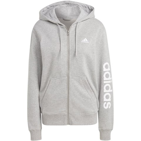 Bluza damska adidas Essentials Linear Full-Zip French Terry Hoodie szara IC6866 Adidas Bluza damska adidas Essentials Linear Full-Zip French Terry Hoodie szara IC6866 Adidas