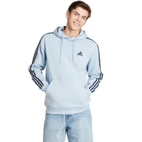 Bluza męska adidas Essentials Fleece 3-Stripes Hoodie błękitna IS0004 Adidas Bluza męska adidas Essentials Fleece 3-Stripes Hoodie błękitna IS0004 Adidas