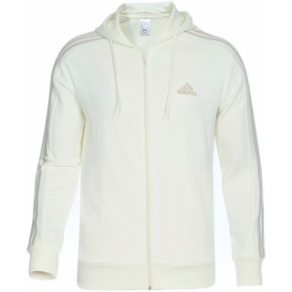 Bluza męska adidas Essentials French Terry 3-Stripes Full-Zip Hoodie ecru IS1373 Adidas