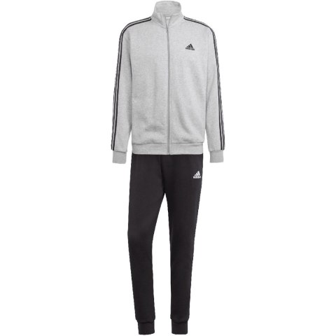 Dres męski adidas Basic 3-Stripes Fleece szaro-czarny IA3073 Adidas Dres męski adidas Basic 3-Stripes Fleece szaro-czarny IA3073 Adidas
