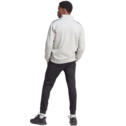 Dres męski adidas Basic 3-Stripes Fleece szaro-czarny IA3073 Adidas Dres męski adidas Basic 3-Stripes Fleece szaro-czarny IA3073 Adidas