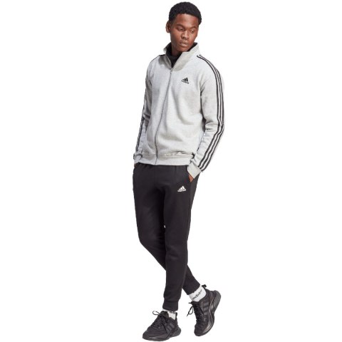 Dres męski adidas Basic 3-Stripes Fleece szaro-czarny IA3073 Adidas Dres męski adidas Basic 3-Stripes Fleece szaro-czarny IA3073 Adidas