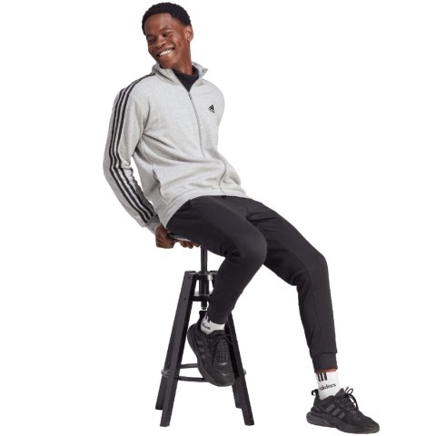 Dres męski adidas Basic 3-Stripes Fleece szaro-czarny IA3073 Adidas Dres męski adidas Basic 3-Stripes Fleece szaro-czarny IA3073 Adidas