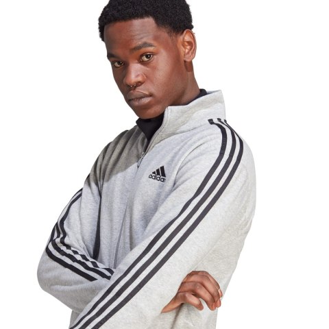 Dres męski adidas Basic 3-Stripes Fleece szaro-czarny IA3073 Adidas Dres męski adidas Basic 3-Stripes Fleece szaro-czarny IA3073 Adidas