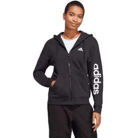 Bluza damska adidas Essentials Linear Full-Zip French Terry Hoodie czarna IC6863 Adidas Bluza damska adidas Essentials Linear Full-Zip French Terry Hoodie czarna IC6863 Adidas