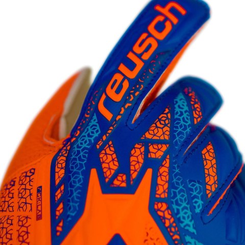 Rękawice bramkarskie Reusch Attrakt Solid Junior pomarańczowo-niebieskie 5572515 2290 7,5 Reusch
