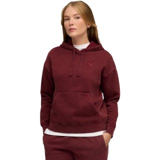 Bluza damska Puma ESS Elevated Relaxed Wash Hoodie bordowa 688103 96 L Puma