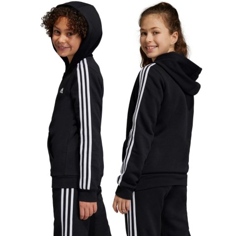 Bluza dla dzieci adidas Essentials 3-Stripes Fleece Full-Zip Hoodie czarna HR6331 Adidas