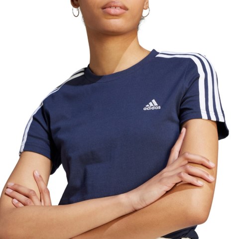 Koszulka damska adidas Essentials Slim 3-Stripes Tee granatowa IM2791 Adidas Koszulka damska adidas Essentials Slim 3-Stripes Tee granatowa IM2791 Adidas