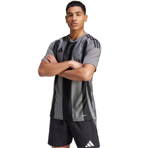 Koszulka męska adidas Striped 24 Jersey szaro-czarna IW2145 Adidas teamwear