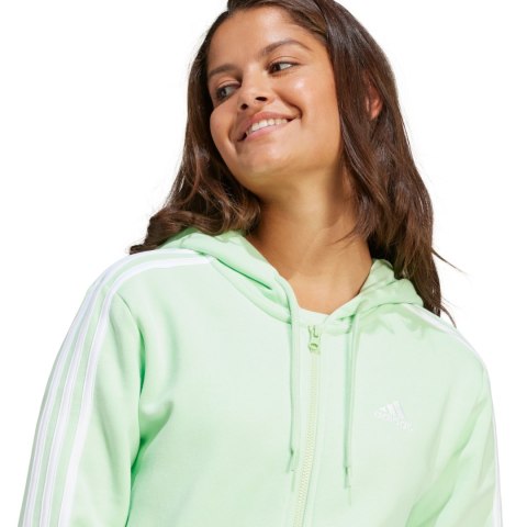 Bluza damska adidas Essentials 3-Stripes Full-Zip Fleece jasnozielona IR6077 Adidas Bluza damska adidas Essentials 3-Stripes Full-Zip Fleece jasnozielona IR6077 Adidas